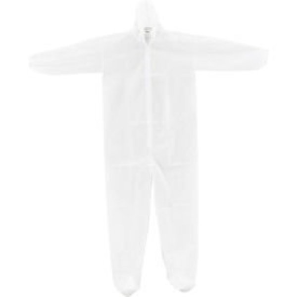 Global Equipment Disposable Polypropylene Coverall, Elastic Hood   Boots, WHT, Large, 25/Case KC-PP-40G-CVL-L-HB